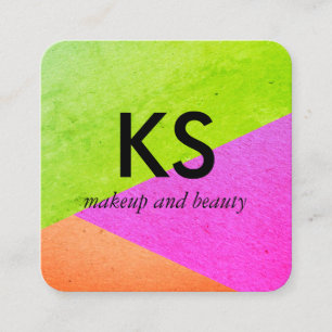 Monogram Modern Bright Colour Blocks Square Business Card