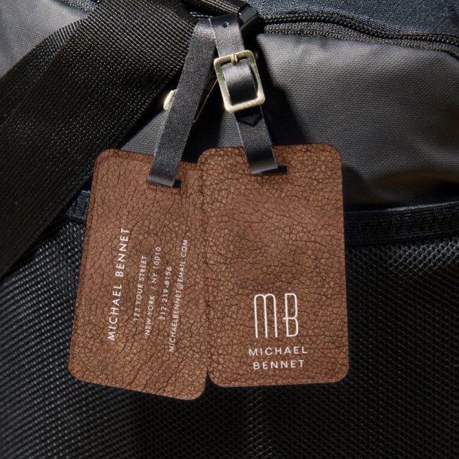 Monogram Modern Brown  Luggage Tag (Creator Uploaded)