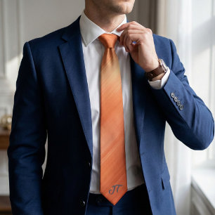 Monogram Modern Brushed Copper Metallic Pattern  Tie