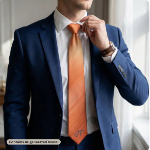 Monogram Modern Brushed Copper Metallic Pattern  Tie