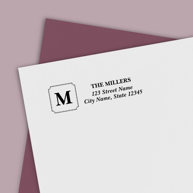 Monogram Modern Classic Family Name Address Self-inking Stamp (Creator Uploaded)