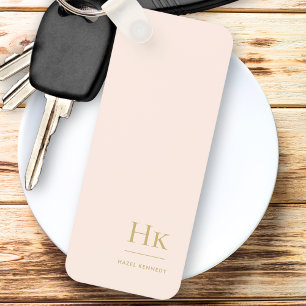 Monogram Modern Classic Minimalist Blush Gold Key Ring