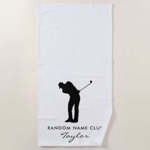 Monogram Modern Club Name Personalised White Beach Towel