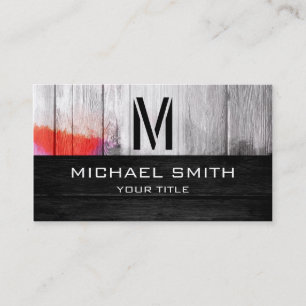 Monogram Modern Coloured Wood Look #10 Business Card