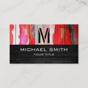 Monogram Modern Coloured Wood Look #4 Business Card