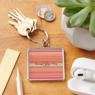 monogram modern Colourful Rainbow stripes initial Key Ring