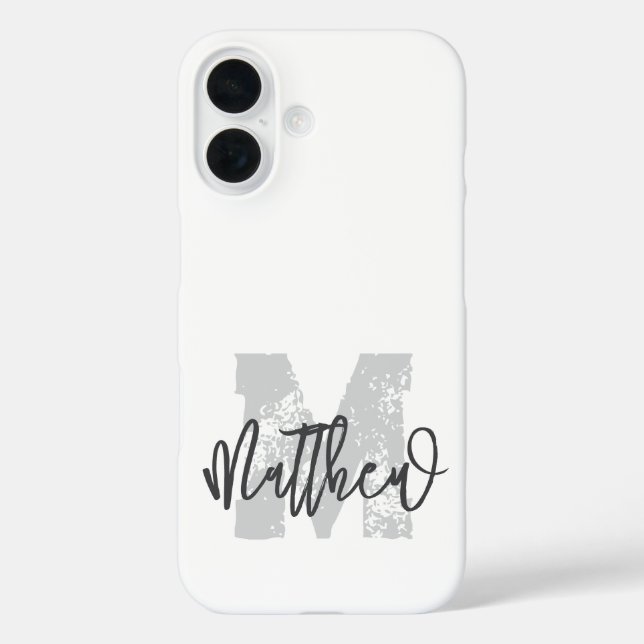 Monogram Modern Cool Grunge Add Your Name Case-Mate iPhone Case (Back)