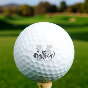 Monogram Modern Cool Grunge Add Your Name Golf Balls
