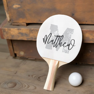 Monogram Modern Cool Grunge Add Your Name Ping Pong Paddle