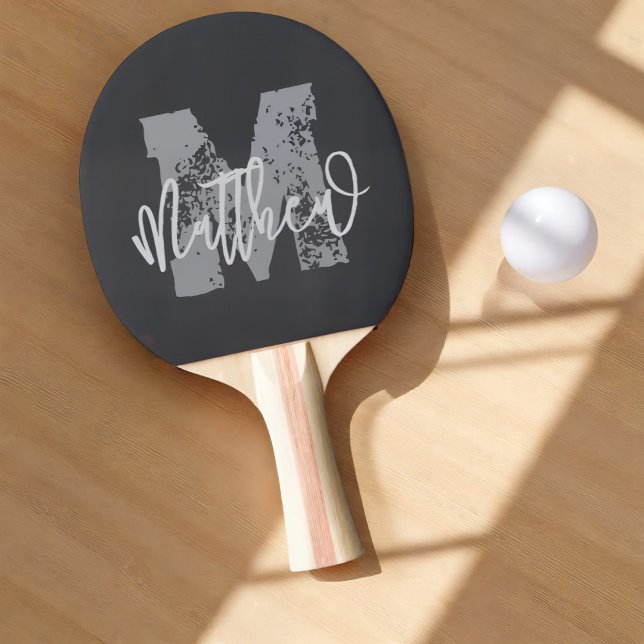 Monogram Modern Cool Grunge Add Your Name Ping Pong Paddle (Creator Uploaded)