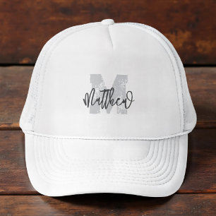 Monogram Modern Cool Grunge Add Your Name Trucker Hat