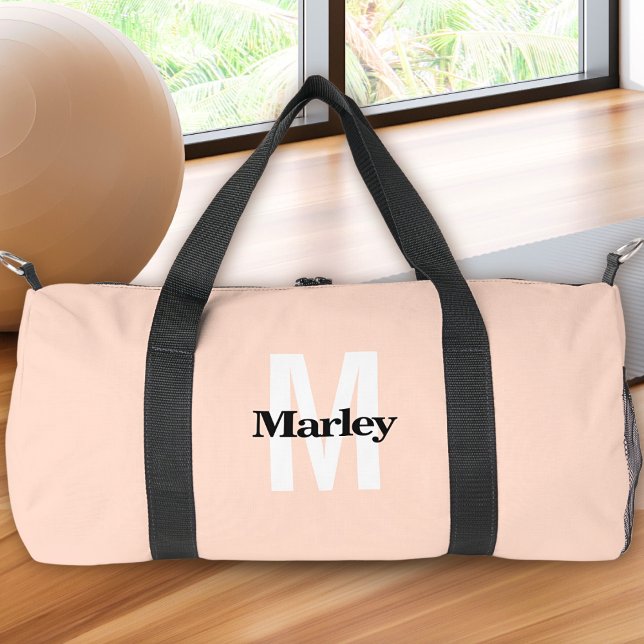 Monogram Modern Cute Bold Blush Pink Chic Duffle Bag (Creator Uploaded)
