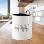 Monogram Modern Elegant Chic Script Name Two-Tone Coffee Mug<br><div class="desc">Monogram Modern Elegant Chic Script Name Calligraphy Mug</div>