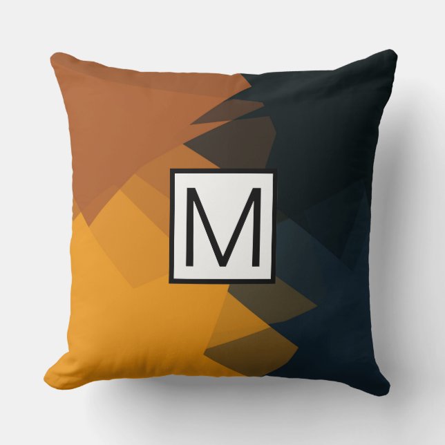 Monogram Modern Elegant Retro Colours Geometric #1 Cushion (Front)