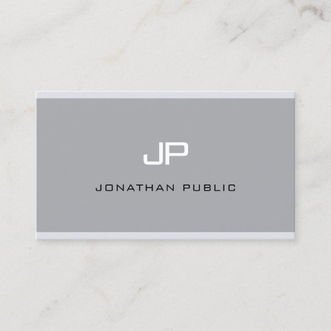 Monogram Modern Elegant Simple Grey Professional Business Card (Front)