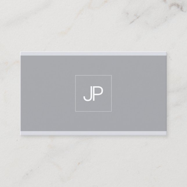 Monogram Modern Elegant Simple Grey Professional Business Card (Front)