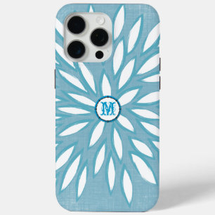 Monogram Modern Flower Teal iPhone Case