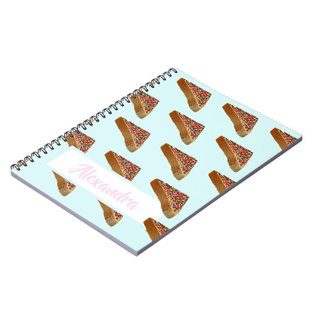Monogram Modern Fun Pastel Blue Fairy Bread. Notebook (Left Side)