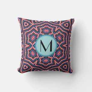 Monogram Modern Geometric Dot Pattern Cushion
