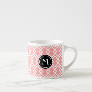 Monogram Modern Geometric Pink Black Espresso Mug