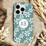 Monogram Modern Girly Floral Pattern Personalised  iPhone 16 Pro Case<br><div class="desc">Monogram Modern Girly Floral Pattern Personalised iPhone 16 Pro Case features a trendy white floral pattern with your personalised monogram. Personalise by editing the text in the text box provided. Designed for you by Evco Studio www.zazzle.com/store/evcostudio</div>