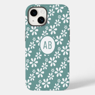 Monogram Modern Girly Floral Pattern Personalised iPhone 14 Case