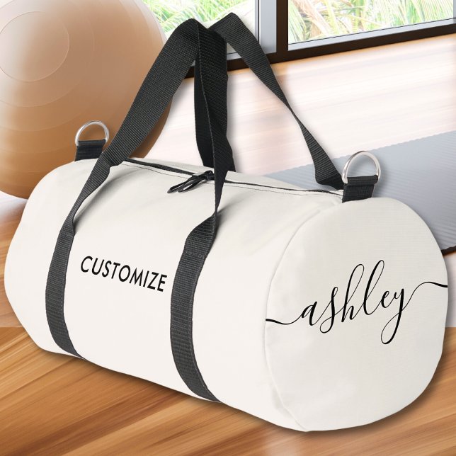 Monogram Modern Girly Script Calligraphy Name Chic Duffle Bag (Creator Uploaded)