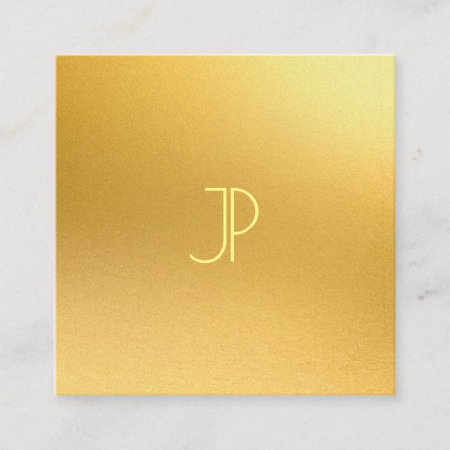 Monogram Modern Gold Elegant Template Luxurious Square Business Card (Front)