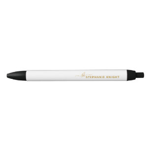 Monogram Modern Gold Script Calligraphy Custom Black Ink Pen