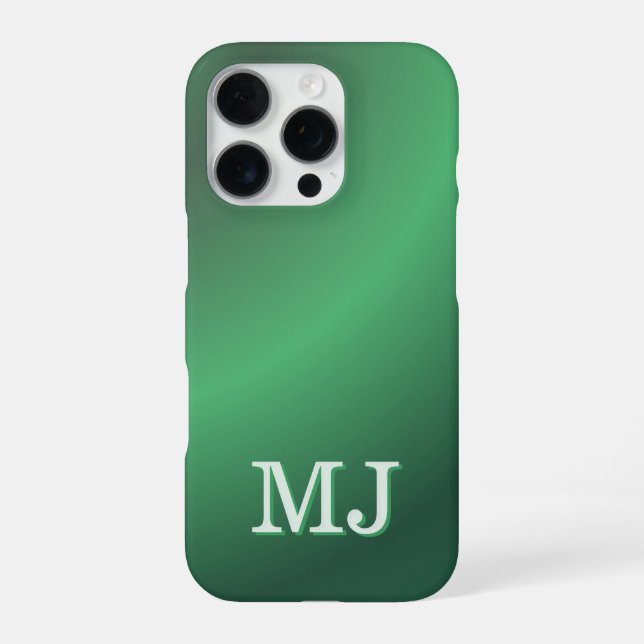 Monogram Modern Green Gradient Holiday iPhone Case (Back)