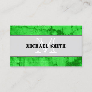 Monogram Modern Green Grunge Background Business Card