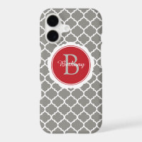 Monogram Modern Grey Red Geometric