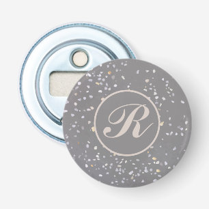 Monogram Modern Grey Terrazzo Bottle Opener