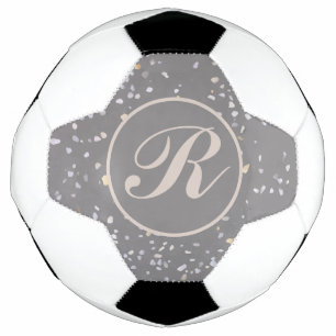 Monogram Modern Grey Terrazzo Soccer Ball