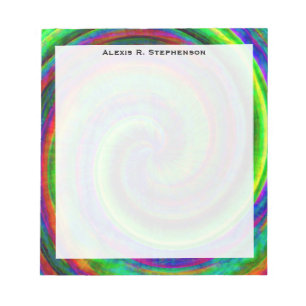 Monogram Modern Grunge Spiral Rainbow Tie Dye Notepad