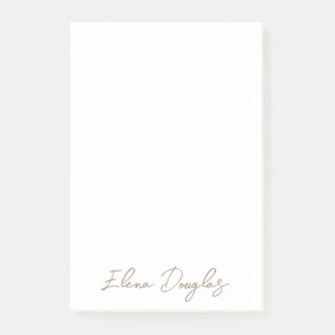 Monogram Modern Handwritten  Minimal Taupe Beige Post-it Notes