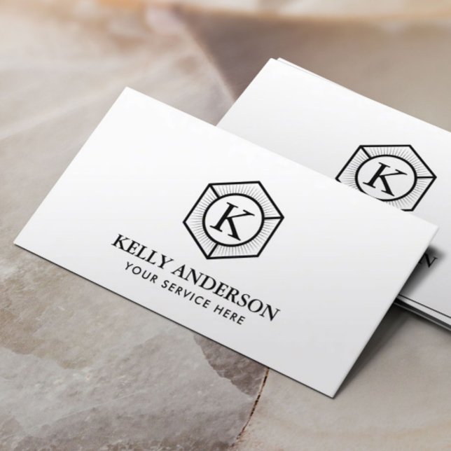Monogram Modern Hexagon Logo Minimalist Business Card (Creator Uploaded)