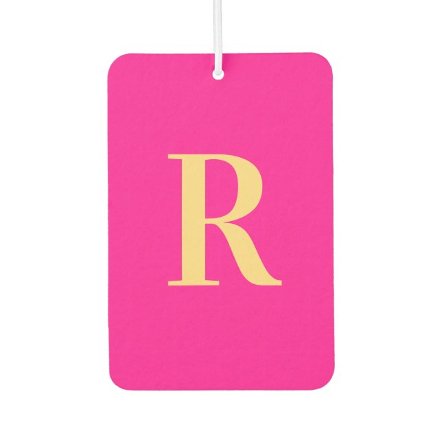 Monogram Modern Hot Pink Car Air Freshener (Front)