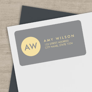 Monogram Modern Light Grey & Cream Address Label