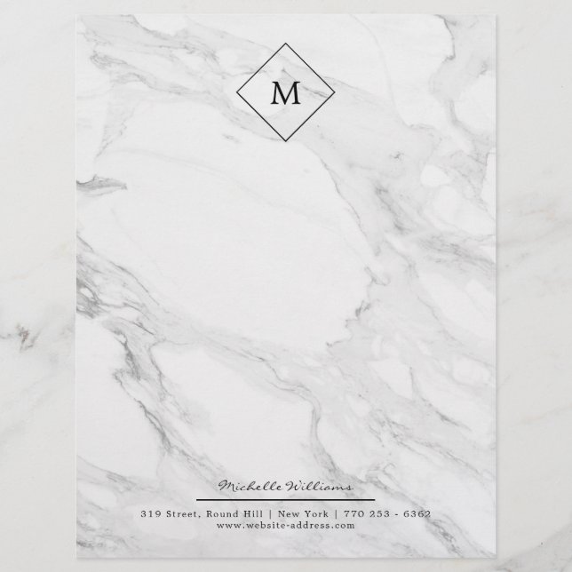 Monogram modern marble letterhead (Front)