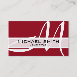 Monogram Modern Maroon Background Business Card