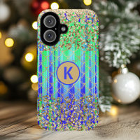 Monogram Modern Mermaid Glitter Green Blue