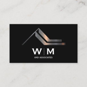 Monogram Modern Metallic Real Estate Logo Business Card