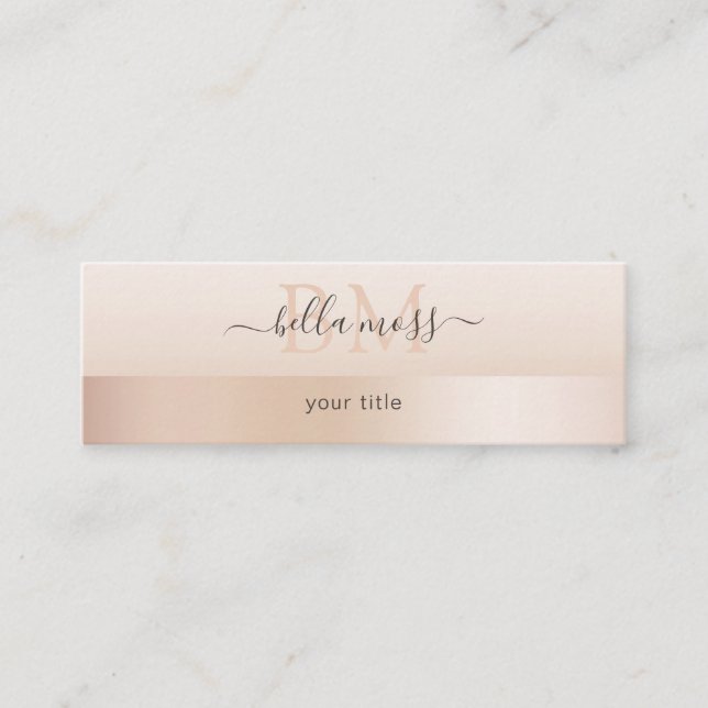 Monogram Modern Minimal beige Mini Business Card (Front)