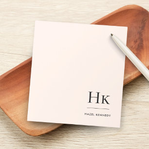 Monogram Modern Minimal Blush Pink Monogrammed Notepad