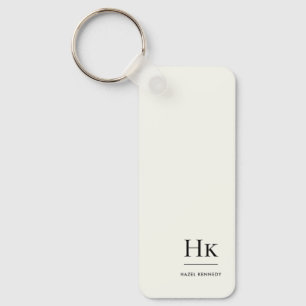Monogram Modern Minimal Classic Ivory Monogrammed Key Ring