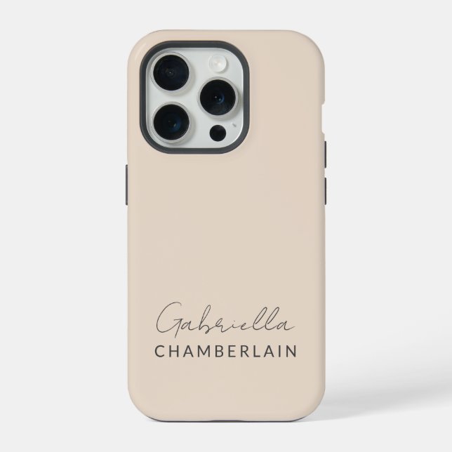 Monogram Modern Minimal Cream iPhone Case (Back)