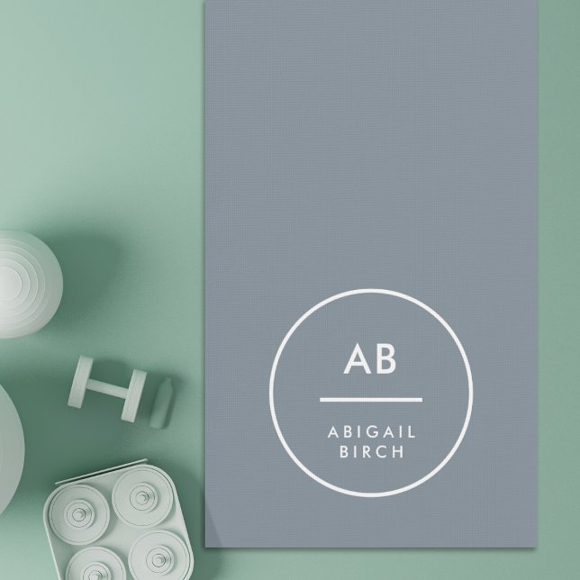 Monogram Modern Minimal Dusky Blue Grey Yoga Mat (Creator Uploaded)