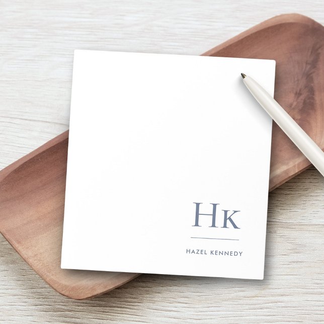 Monogram Modern Minimal Navy Blue White Simple Notepad (Creator Uploaded)