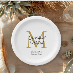 Monogram Modern Minimal Paper Plate